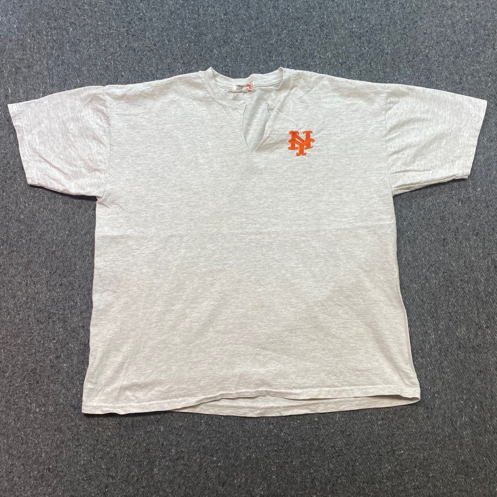 MLB New York Mets TShirt Sz L Mens Gray Vintage 90s Skater Embroidered Logo USA